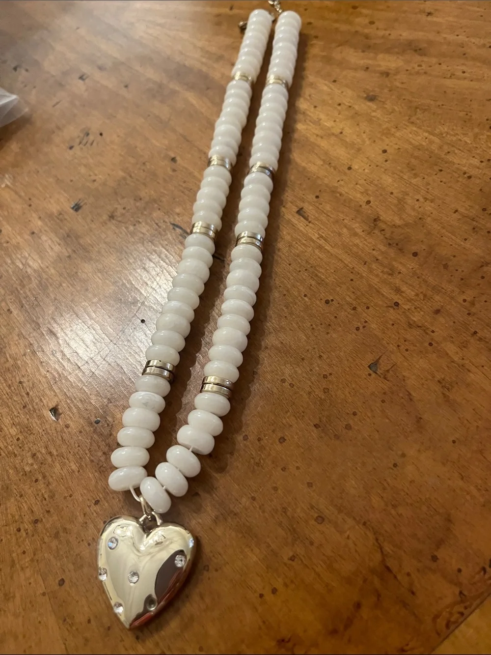 J.Crew Heart Pendant Faux Pearl Beads Necklace 16”